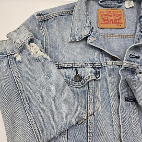 Levi's Stratus Y2K Distressed Retro 100 Cotton Medium Jean Jacket - Picture 7 of 11